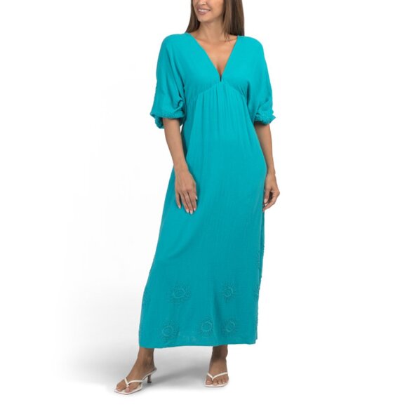 TRINA TURK Teal Serene Maxi Swim Cover-up Dress - Picture 1 of 2